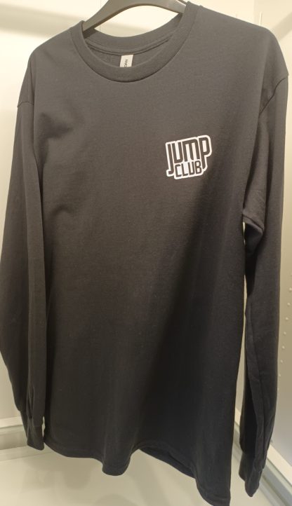 JumpClub white logo on black adult long sleeve (3D print)